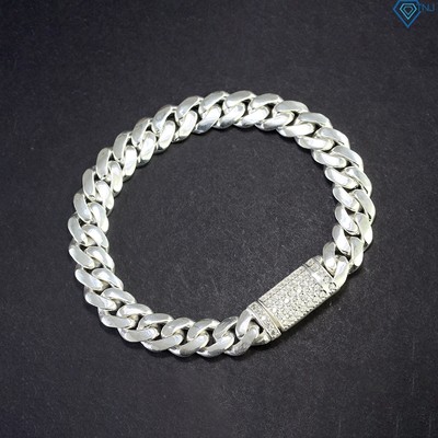 Lắc tay cuban mắt xích trơn bản nhỏ 7mm khoá hộp đính đá sang trọng LTA0184 - Trang Sức TNJ