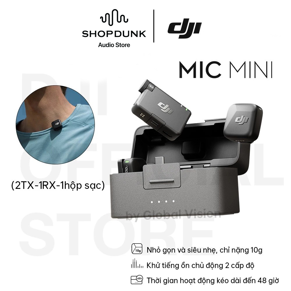 Bộ Micro Không Dây Cài Áo DJI Mic Mini Nhỏ Gọn Nhẹ | Khử Ồn Chất Lượng | Bảo Hành 12 Tháng