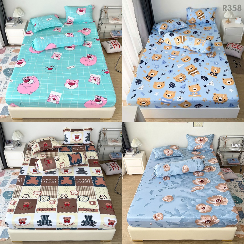 Bộ ga giường 4 món thun lạnh 3D tổng hợp họa tiết REE Bedding đủ size drap trải nệm (LINK 2)