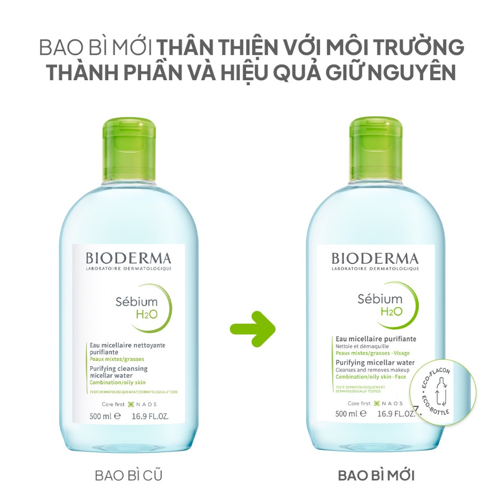 Dung dịch làm sạch và tẩy trang công nghệ Micellar cho da hỗn hợp, da dầu, và da mụn Bioderma Sebium H2O - 500ml | BigBuy360 - bigbuy360.vn