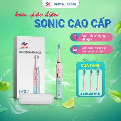 Bàn Chải Đánh Răng Điện Sonic Life360 LE-BCD22A Màu Hồng - Chải Sạch Mảng Bám, 5 Chế Độ, Chống Nước IPX7, Cao Cấp