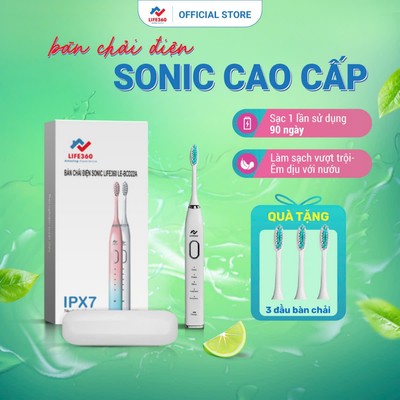Bàn Chải Đánh Răng Điện Sonic Life360 LE-BCD22A Màu Trắng - Công Nghệ Sóng Âm, 5 Chế Độ Chải, Chống Nước, Trắng Răng