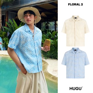 Áo sơ mi boxy local brand HUGU - FLORAL 2- sơ mi ngắn tay dáng boxy, chất liệu cotton, họa tiết hoa nổi