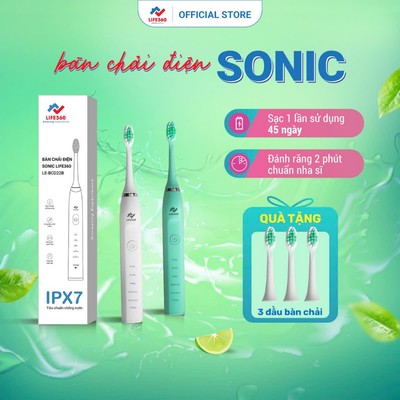 Bàn Chải Điện Sonic Life360 LE-BCD22B - Bàn Chải Đánh Răng Điện Sóng Âm, 5 Chế Độ, Làm Sạch Sâu, Massage Nướu