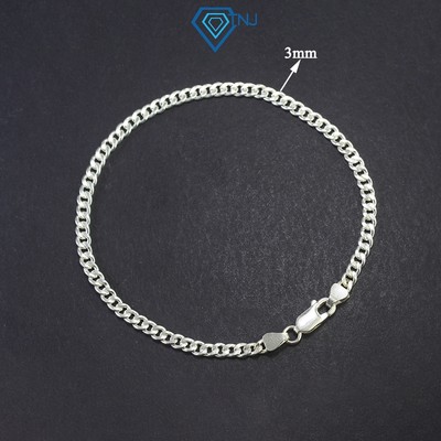 Lắc tay bạc nam mắt xích bản siêu nhỏ 3mm đơn giản LTA0188 - Trang Sức TNJ