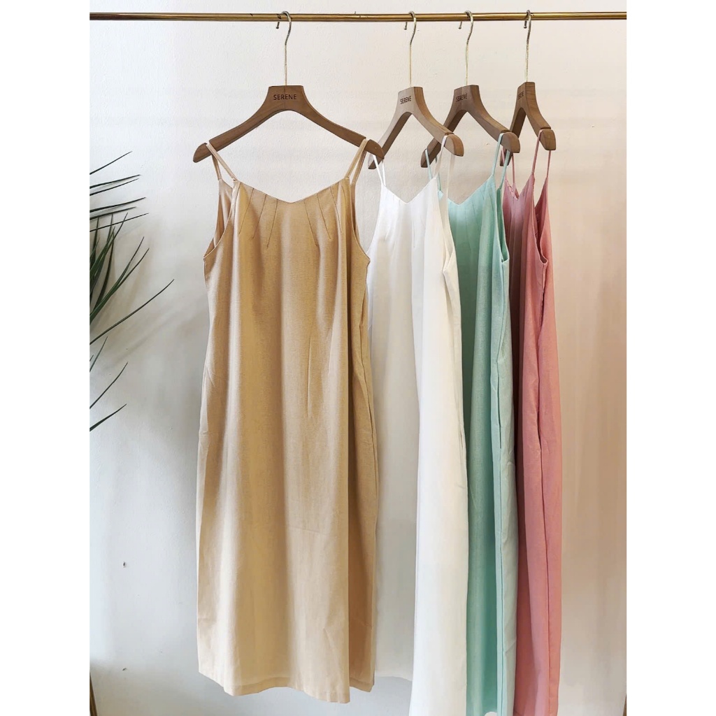 Váy FLEUR mùa hè chất đũi cao cấp 2 dây by Serene