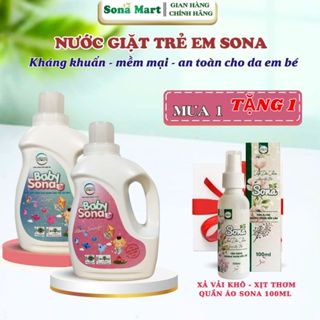 Nước giặt trẻ em SONA BABY 2kg Áo quần mềm mại, lưu hương, kháng khuẩn