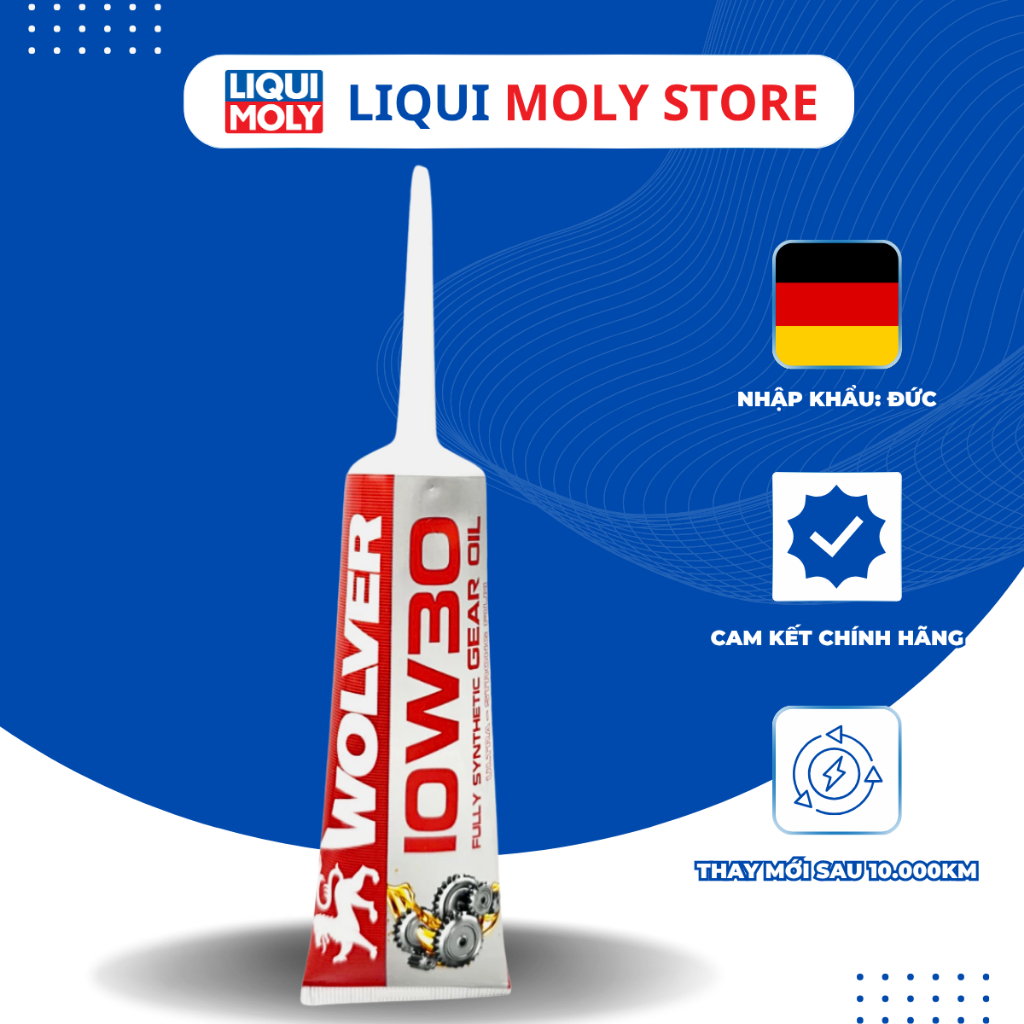 Nhớt hộp số (nhớt láp) tổng hợp Wolver 10w40-10W30 fully synthetic tuýp 120ml - Sản xuất tại Đức