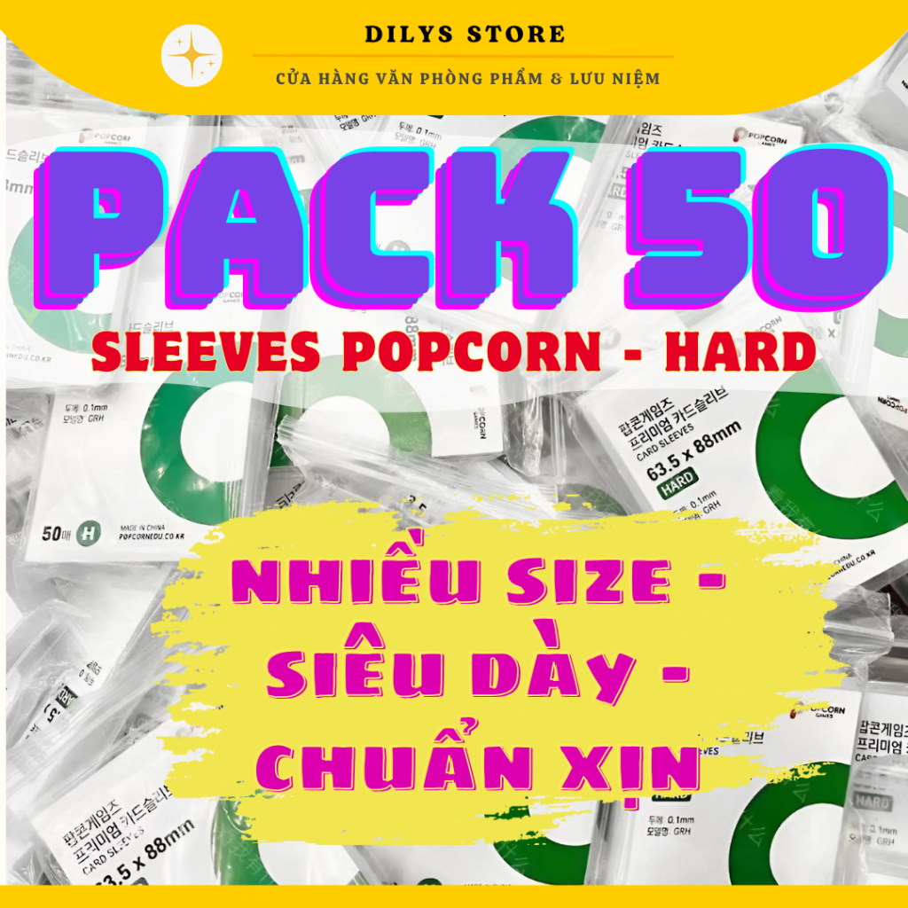 Pack 50 Sleeves Popcorn Hard bọc card siêu dày bảo vệ card idol Kpop album lomo card KPOP - DILYS