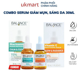 Combo Serum Giảm Thâm Và Làm Sáng Da Niacinamide+ VitaminC Balance Active Formula 30ml/ chai