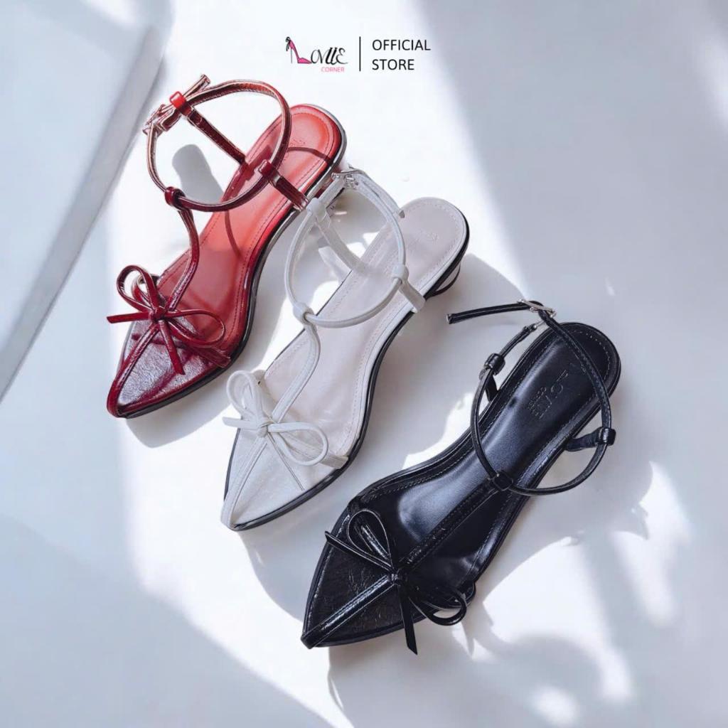 LOVIIECORNER - GIÀY SANDAL CAO GÓT NỮ - GIÀY SANDAL MŨI NHỌN HỞ HẬU CÀI GÓT TRỤ TRÒN 5CM - G250313 -