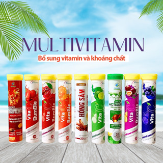  Viên sủi Multivitamin C giải nhiệt tăng đề kháng thanh nhiệt mát gan vị cam chanh dây việt quất dâu dứa tăng lực  xê xủi 