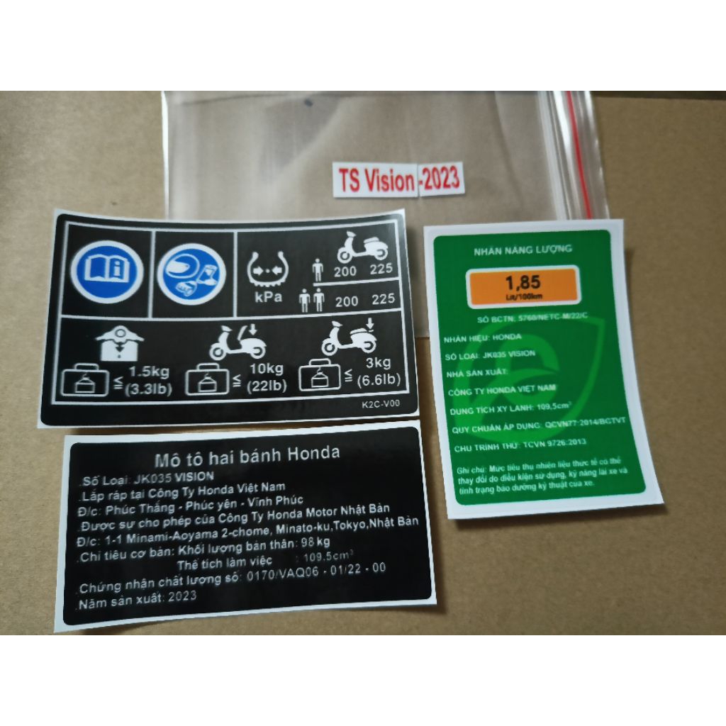 Bộ tem thông số xe vision 2023 new