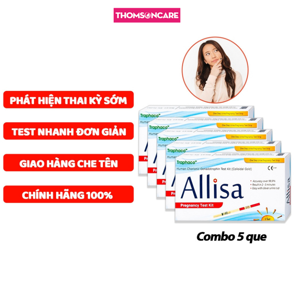 Combo 5 que thử thai Allisa của Traphaco Che tên khi giao - Chính xác test thử thai hai vạch sớm nha