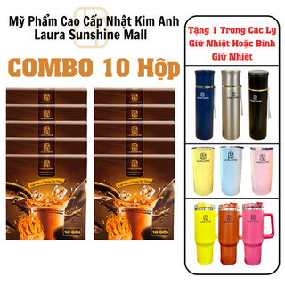 [ Combo 10 Hộp] Cà Phê Nhật Kim Anh Laura Coffee | Vị Đông Trùng Và Nấm Linh Chi