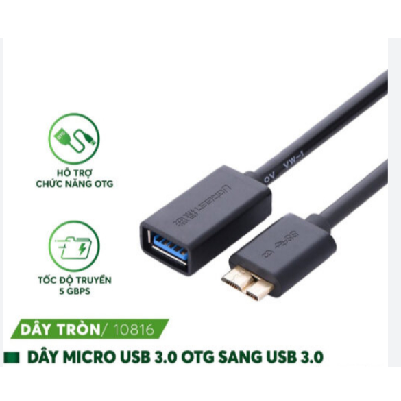 Cáp OTG Micro USB 3.0 chính hãng Ugreen 10816 cao cấp - BH 18 Tháng