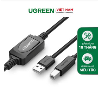 Cáp máy in usb 10m/15m ugreen us122 có ic khuếch đại cao cấp bh 18 tháng chính hãng