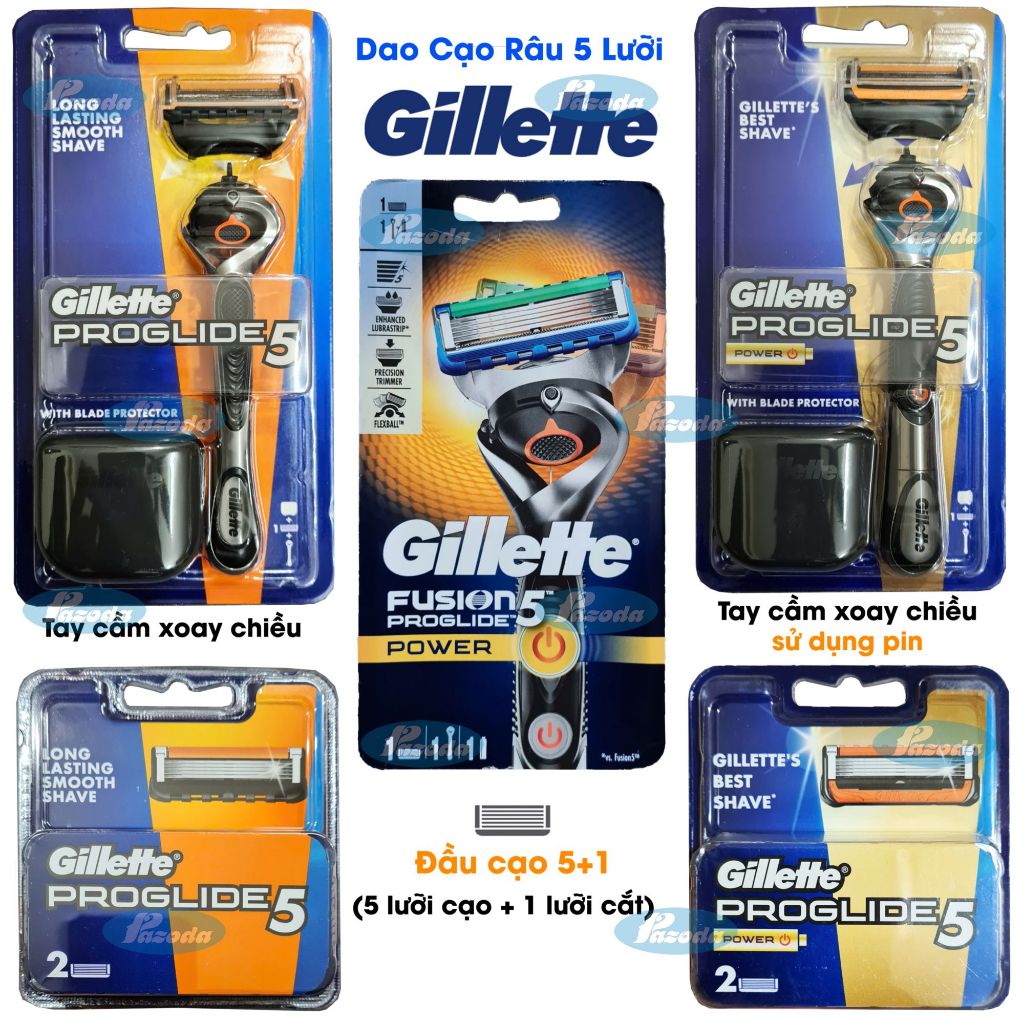 Dao cạo râu 5 lưỡi Gillette Fusion5/ Proglide5/ Proshield5/ Intimate và hộp lưỡi thay thế
