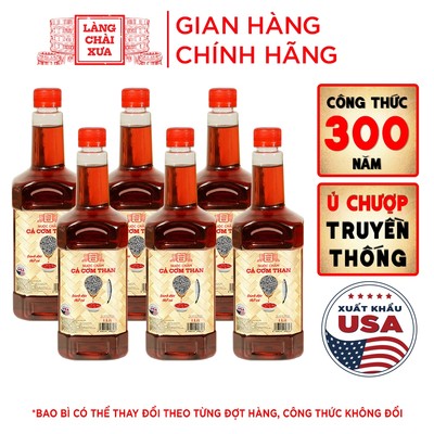 [TẶNG 1 NƯỚC TƯƠNG 125ML] THÙNG 6 CHAI Nước Chấm Cá Cơm Than 1 LÍT/CHAI Làng Chài Xưa chai nhựa