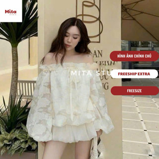  Áo Baby Doll Trễ Vai Vân Nổi Tay Bồng Siêu Xinh By Mita Studio 