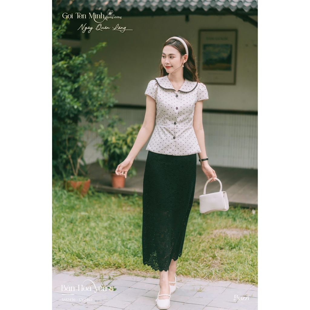 Chân váy ren dáng suông thiết kế Bazzi - Ảnh thật tự chụp