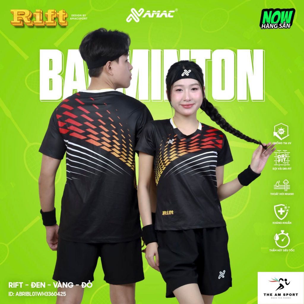 [In Tên & Số] Bộ Quần Áo Cầu Lông AMAC Rift - Thoáng Mát, Thấm Hút Tốt | The AM Sport