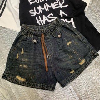 [BIGSIZE85kg] 6002 Quần Jean Sooc Nữ CALY Cạp Chun Rách Xước 2 Bên Cá Tính, quần short ngắn phối màu