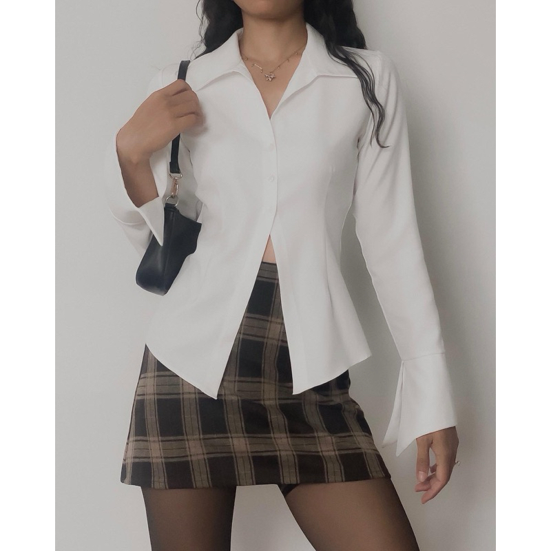 DALLA Áo sơ mi trắng nữ phom ôm tay dài (SM04) Harlin Shirt | BigBuy360 - bigbuy360.vn