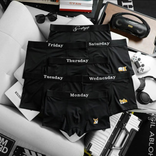 Combo 7 Quần Sịp Đùi Nam Full Đen Mix 7 Ngày Khác Nhau, Quần Boxer Nam Thun Lạnh Co Dãn Thoải Mái Cho Nam