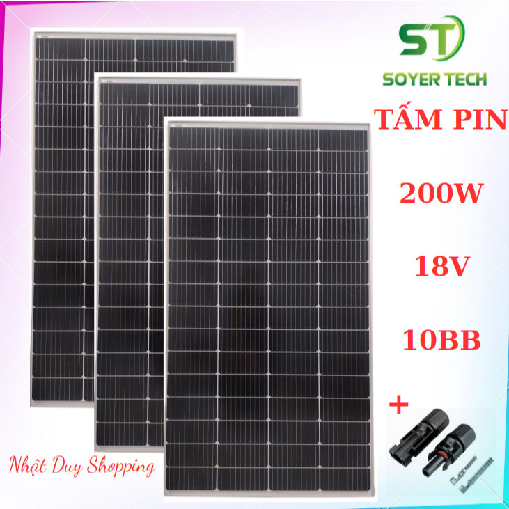 Tấm Pin Năng Lượng Mặt Trời  200W 18V 10BB Mono mẫu mới 1375