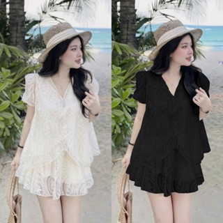S939 (TÁO ĐỎ BIGSIZE 55-90KG) SET 2 MÓN BIGSIZE ÁO BABYDOLL PHỐI REN VIỀN ĐÁ + CHÂN VÁY