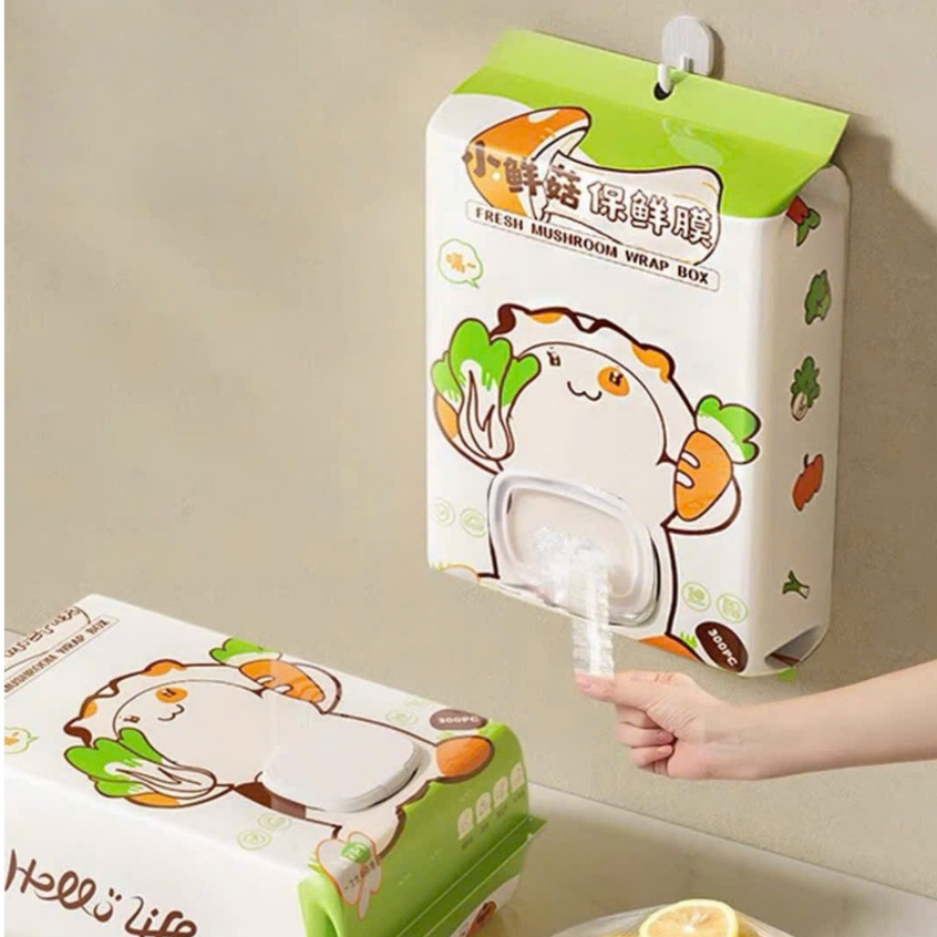 Túi 300 Bọc Thực Phẩm Treo Tường Rút Hình Nấm Dễ Thương