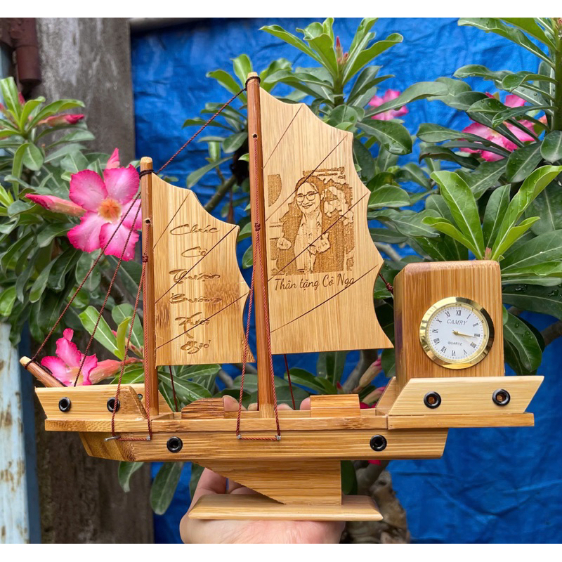 Thuyền Buồm Bằng Tre Cao Cấp, Mô Hình Thuyền Tre Chế Tác Tinh Xảo Dùng Để Trang Trí, Quà Tặng Thầy Cô 20/11 Ý Nghĩa