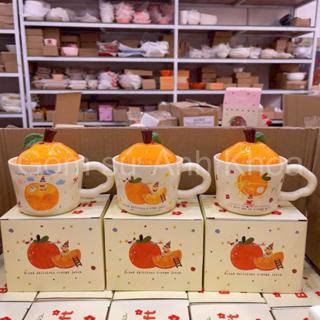  Cốc Uống Nước có nắp siêu to cho bé Cốc Sứ kèm hộp Decor Chịu Nhiệt gốm sứ an toàn cốc hình quả cam 3D Gomsudecor21 