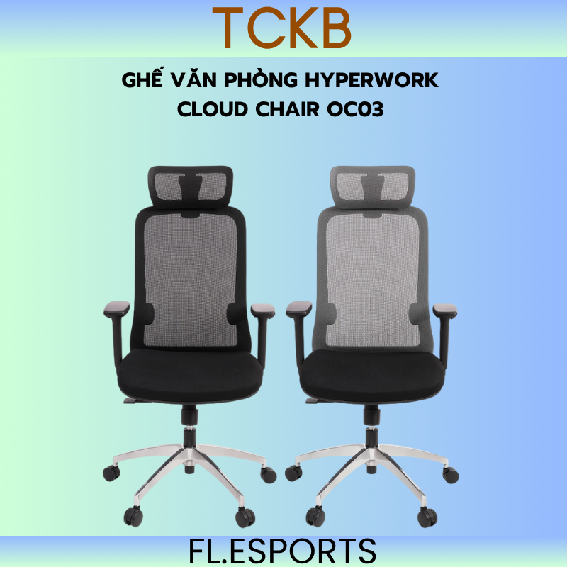 Ghế văn phòng HyperWork Cloud Chair OC03 (Đen, Xám) - Hàng chính hãng