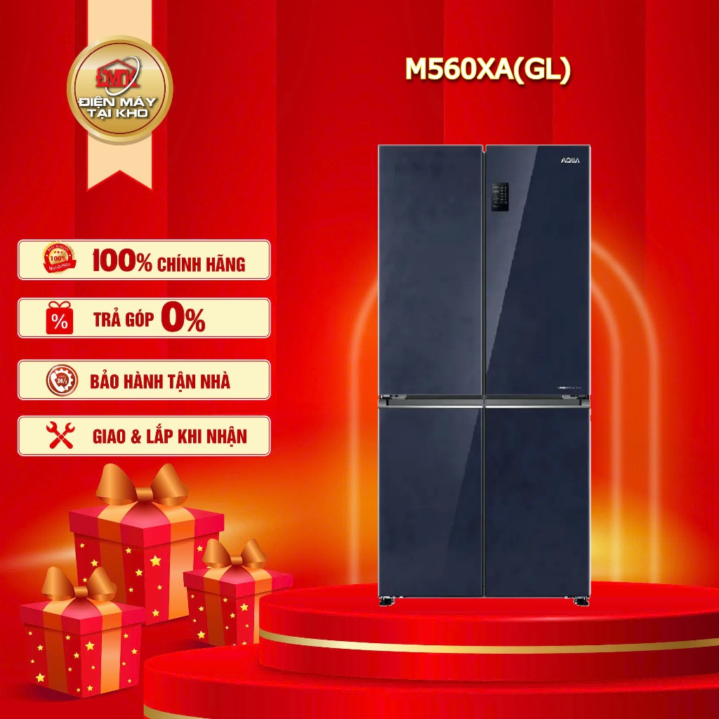 Tủ Lạnh Aqua Inverter AQR M560XA(GL) 469L – 4 Cánh Mặt Gương Xanh – Twin Inverter Tiết Kiệm Điện – K