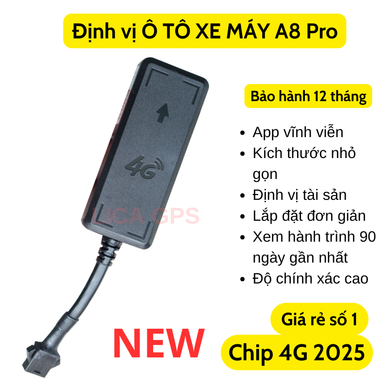 Định vị xe máy oto A8 4G pro