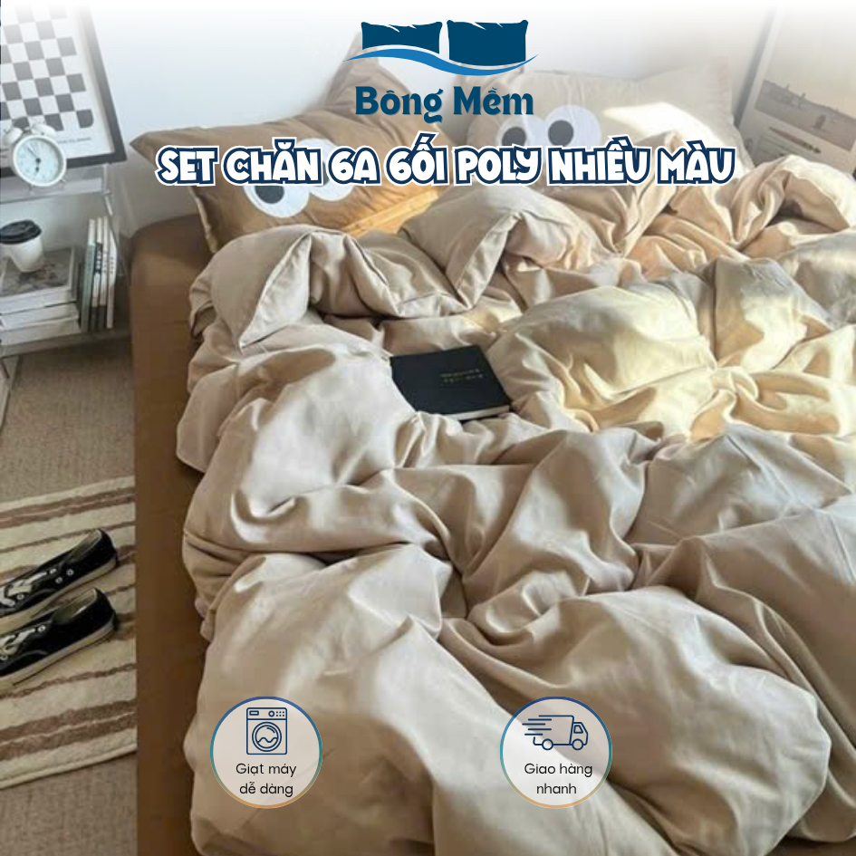 Bộ chăn ga gối poly Bông Mềm 4 món đa dạng kích thước, họa tiết dễ thương và sang trọng
