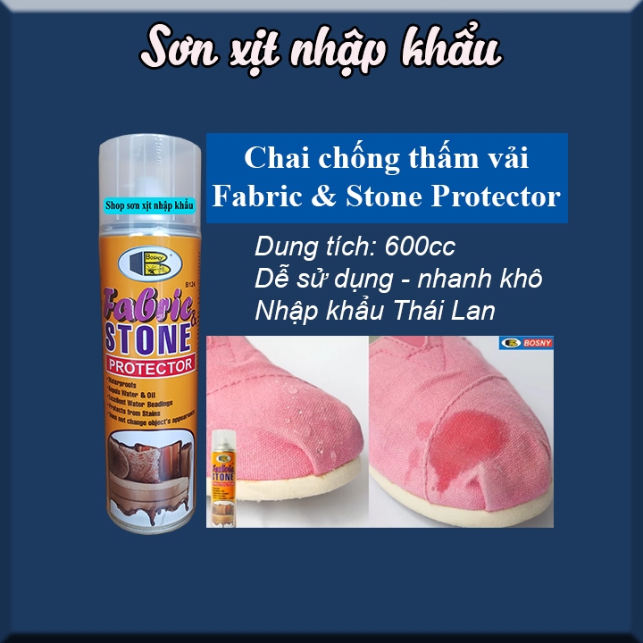 Hỏa tốc- Chai xịt chống thấm vải Fabric & Stone protector Bosny 600cc - Hàng chính hãng