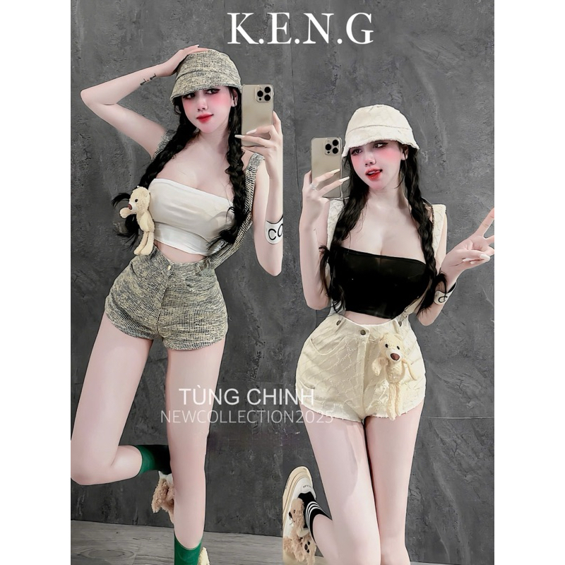 Set yếm bò nữ kèm mũ tặng áo quây, hàng chuẩn mẫu a24