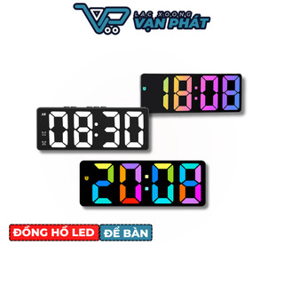  Đồng Hồ Báo Thức Điện Tử Màn Hình LED Decor Bàn Học Bàn Làm Việc 