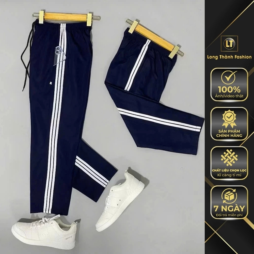 Quần Thể Dục Thể Thao Học Sinh Sinh Viên Nam Nữ 3 Sọc Viền Trắng, Chất Thun Thoải Mái Vận Động