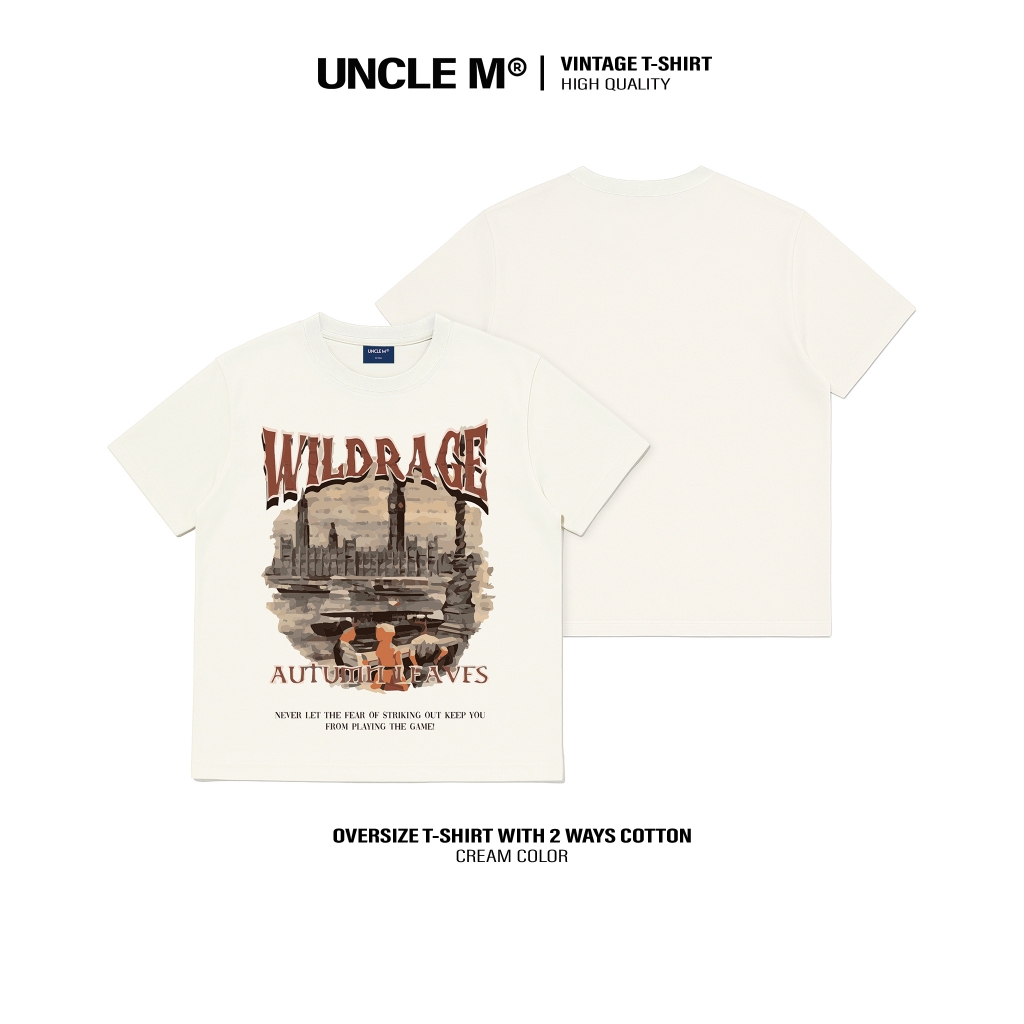 Áo thun local brand cổ tròn Uncle M cotton 100% nam nữ Unisex in lụa trame - Vintage tee