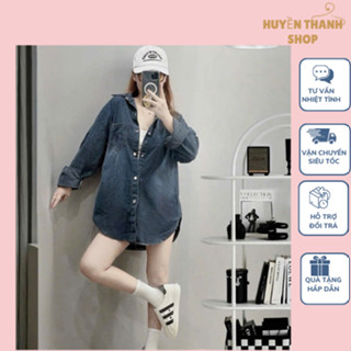  Áo Sơ Mi Jeans Nữ Tay Dài ,Áo Bò From Rộng Loang Tay Dài Nút Bấm Freesize dưới 60kg.Huyền Thanh Shop 