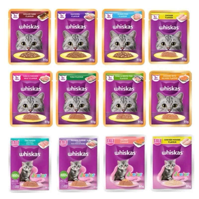 [ Combo 10 gói ] Pate WHISKAS cho mèo con và mèo lớn - gói 80gr | Mèo Trên Mây