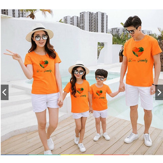 bộ đi biển gia đình 3/4/5/ người màu cam chất cotton mịn mát - ĐỒNG PHỤC GIA LINH