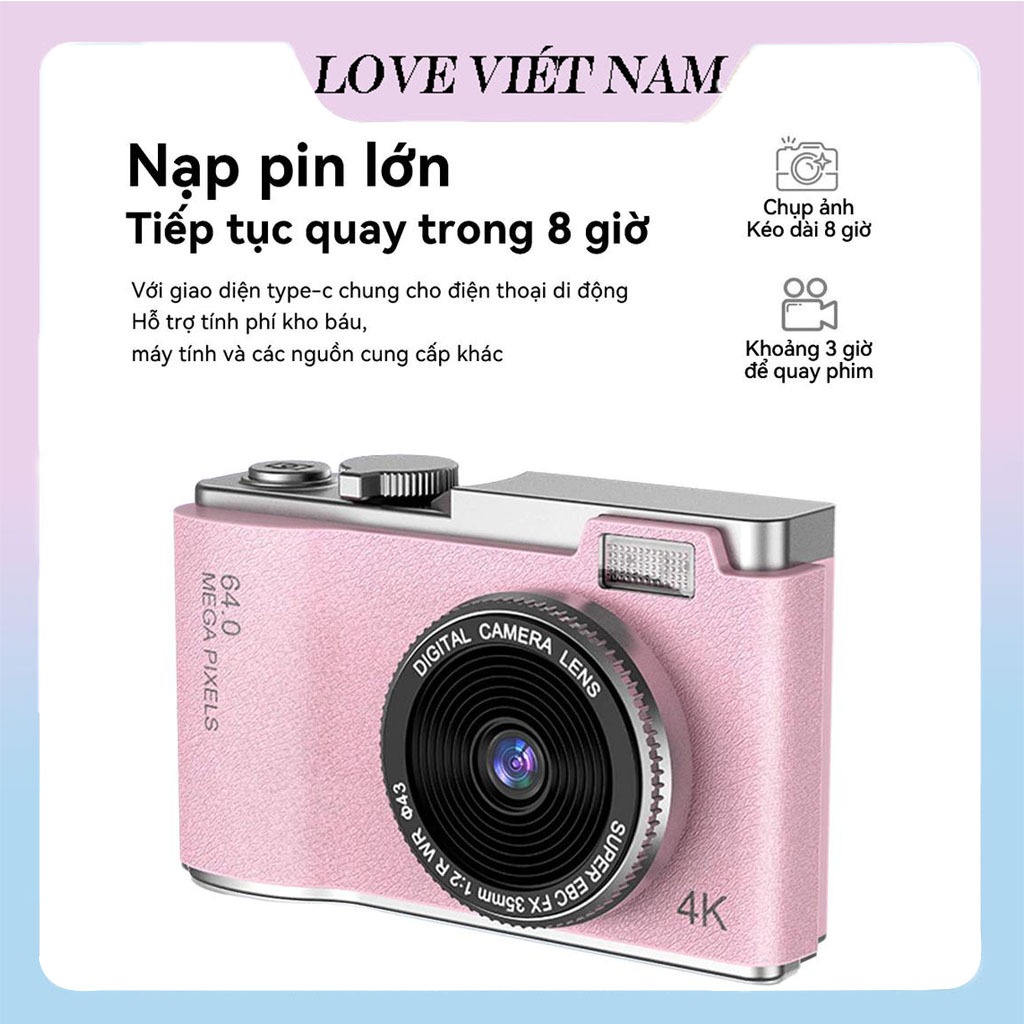 【🎁Gửi thẻ nhớ】Máy ảnh Selfie HD LK-003 Mini Dual Lens 4K Video Style Retro, phù hợp cho sinh viên