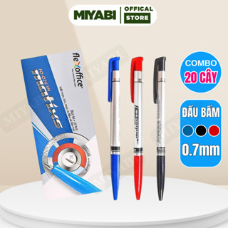 Combo 20 Bút Bi Thiên Long 0.7mm Xanh,Đen,Đỏ bút bi bấm văn phòng, học sinh , sinh viên - MIYABI STORE