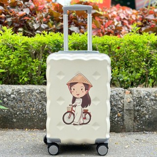 Vali du lịch trẻ em size 18 cô gái mặc áo dài màu trắng bảo hành 24 tháng