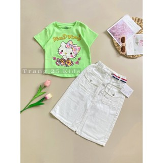  Chân Váy Bé Gái màu trắng vải jean mộc mềm dịu  Chân Váy Dài Tiểu Thư Cho Bé Gái Vintage 